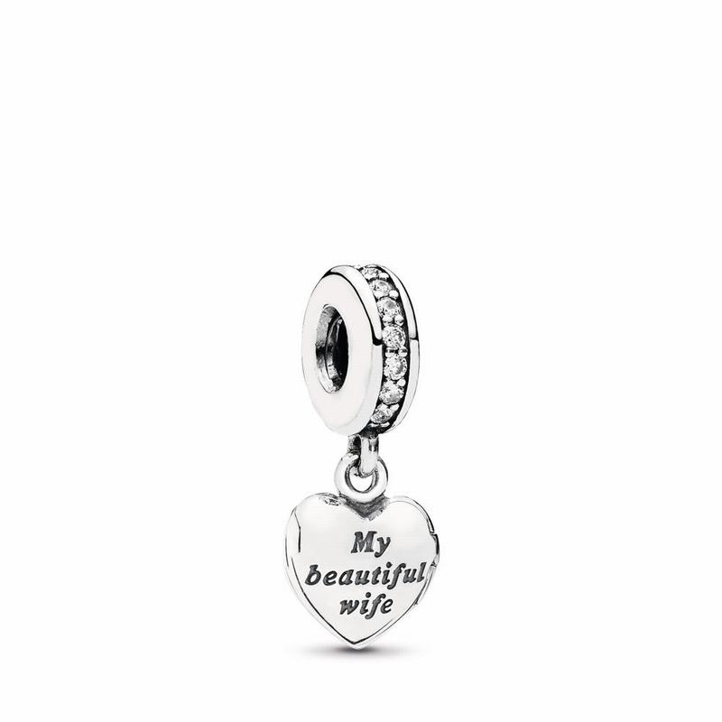 Pandora My Beautiful Wife Dangle Charm - Sterling Silver/Cubic Zirconia - Canada | MH5130FA